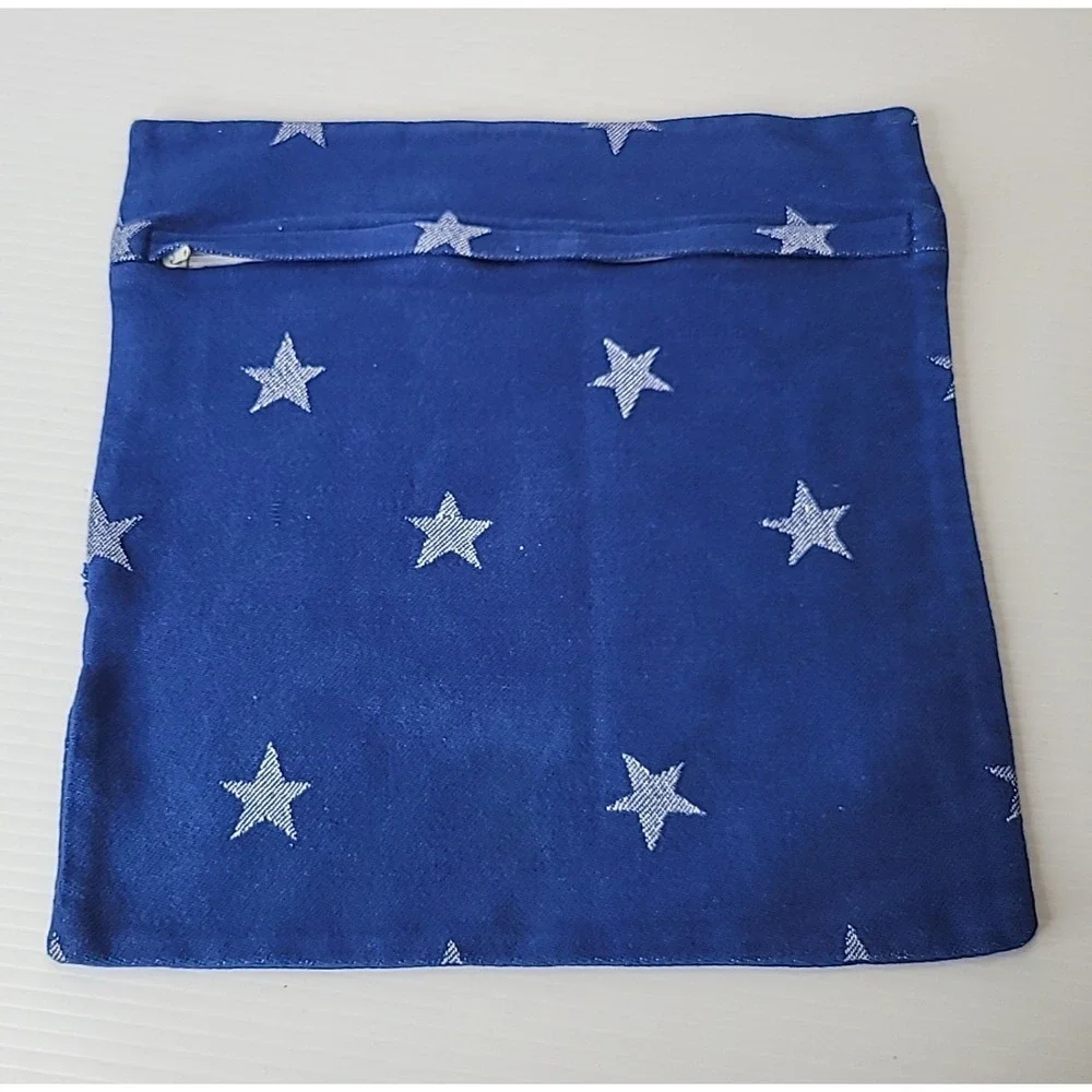 2 Crate & Barrel Star Throw Pillow Covers 12x12 Blue White Patriotic Old Stock